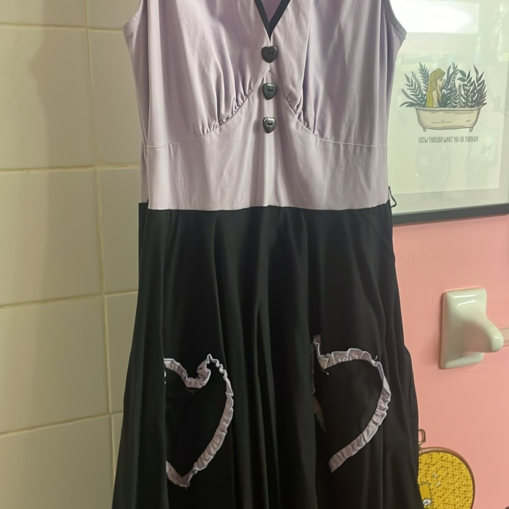 Rebel love designs Purple and Black Dress with front heart shaped pockets - Picture 2 of 7